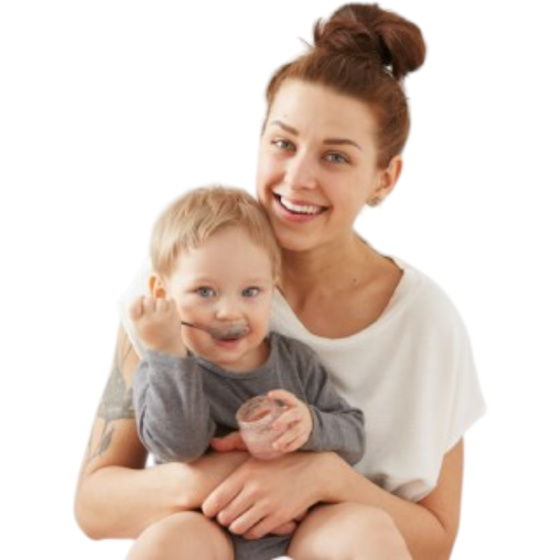 smiling mother with baby at Brooklyn doctor's office
